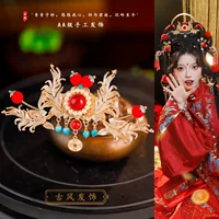 Древний стиль Hanfu Xiaofenshen аксессуары для волос Новогодний пушистый шарик для волос, милый красный головной убор, повседневные украшения