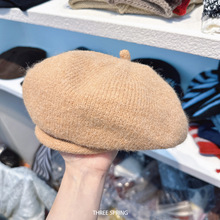 批发韩国2025年冬季新款日系卷边毛线针织贝雷帽女甜美文艺画家帽