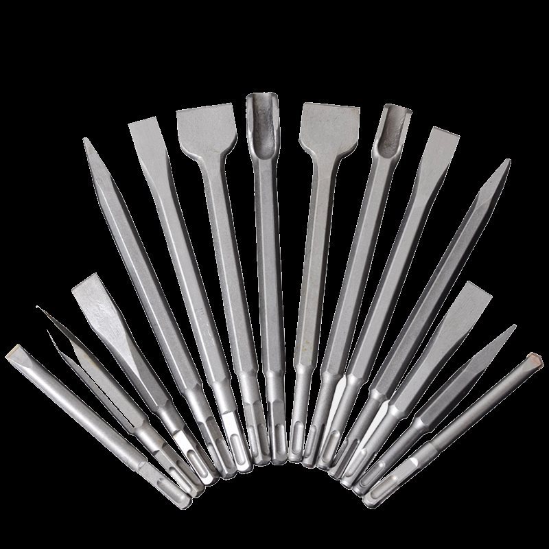 电镐凿子尖扁钨钢超硬方柄四坑圆柄两坑两槽U型凿电锤合金钻头