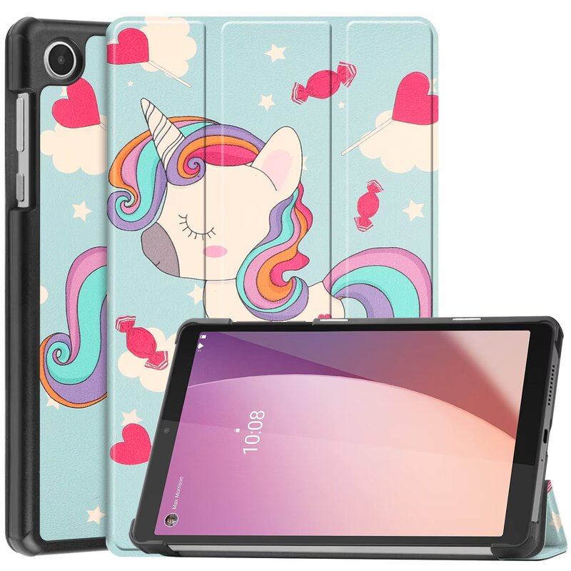 Applicable to Lenovo Tab M8 4th Gen(TB-300FU) tablet tri-fold caster pattern protective cover