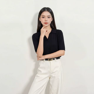 真丝铜氨圈圈纱 Polo翻领短袖针织衫女2026夏季纯色简约休闲上衣