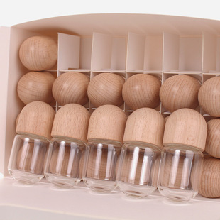 30ml Solid Wood Screw Cap Sealed Glass Bottle Small Gold Bean Collection Packaging Container Essence Oil Bottle Liquid Small Bottle