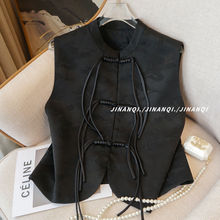 新中式绸缎马甲春季女装2025新款改古风背心国潮坎肩遮肉马夹上衣