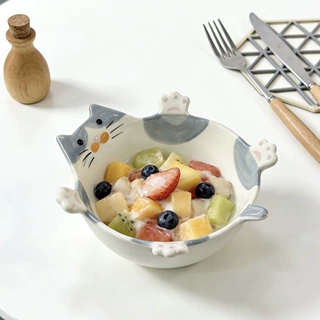 创意甜品碗釉下彩陶瓷酸奶沙拉意面碗家用宝宝饭碗早餐燕麦水果碗