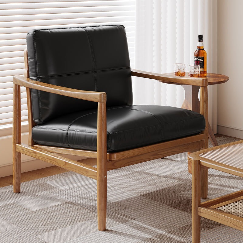 Silla de madera sólida sofá silla casera sala de estar casual sillón retrógrado sillón individual balcón sofá perezoso