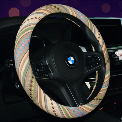 old coarse cloth linen car | Steering wheel cover - section-g-38cm