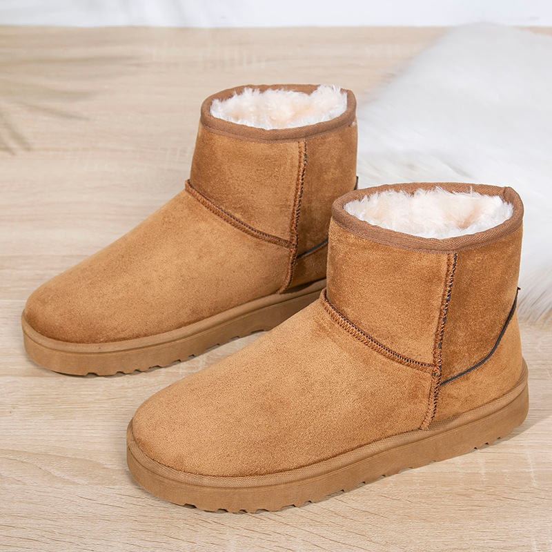 Damestøvler Fuskepels Militær Uformell Høy Hæl Mellom Hæl Rund Tå Snøring Slip-On Sportssko Reisesko Støvler_voghion.com