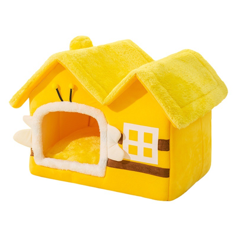 Abeja nido de gato tipo M de doble tapa extraíble y lavable Casa de perro cuatro estaciones nido de gato universal Otoño e Invierno nido de perro nido de Mascota