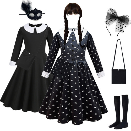 Wednesday Adams cos clothing, black dress, printed skirt, clothing accessories, one size fits all