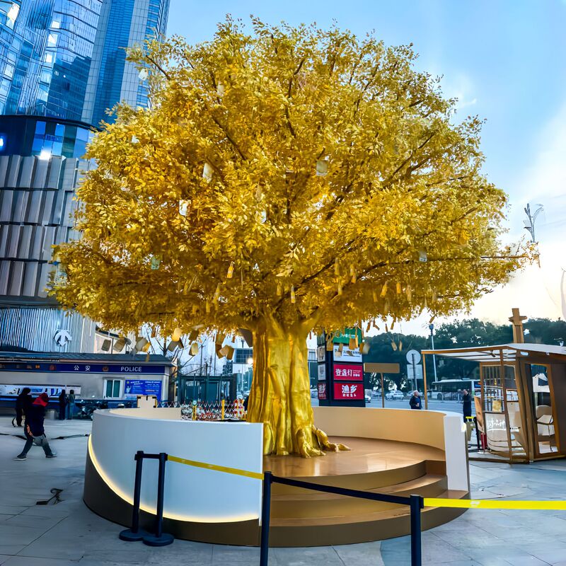 Large Simulation Golden Fortune Tree New Year Money Tree Red Bag Tree Wishing Tree Golden Banyan Tree Decorative Landscape Simulation Tree