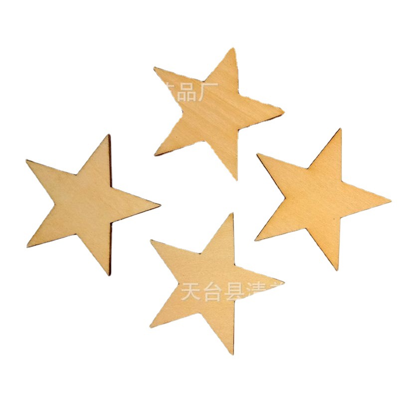 10-100mm forma de estrella de cinco puntas pieza de botón de madera decoración de madera estrella de cinco puntas pieza de madera colgante