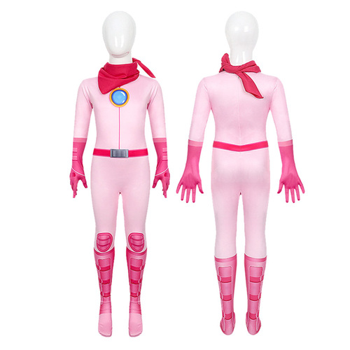 Halloween Princess Peach cosplay jumpsuit battle suit cos Nintendo children's performance costume Mario