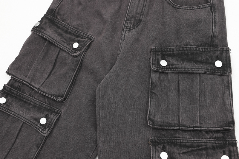 Men's Clothing new retro design multi-pocket jeans men's fashion brand new casual all-matching overalls_voghion.com