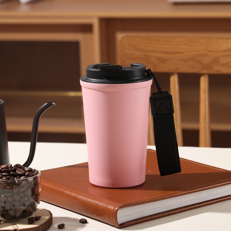 Taza de café de nuevo modelo para viajes transfronterizos, taza térmica de acero inoxidable 304, taza de viaje portátil, taza de agua fría con aislamiento térmico, taza portátil para coche