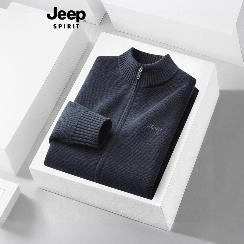 JEEP SPIRIT Sweater Men's Autumn and Winter New Comfortable Thickened Warm Loose Casual Cardigan Sweater Jacket