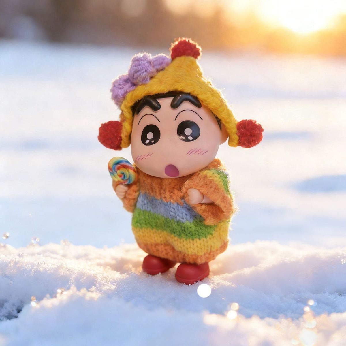 Sweater Snow Boots Crayon Shin-Chan Figurine Candied Hawthorn Blind Box Cute Home Decor Car Toy Trendy Doll Gift