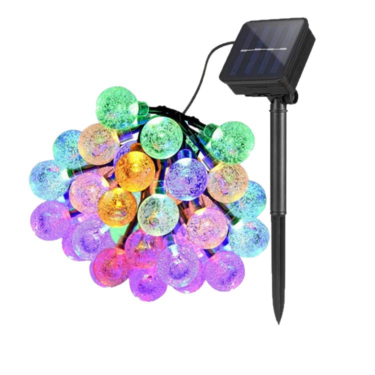 Guirnaldas de luces solares estilo burbuja, estilo gota de agua, luces de exterior impermeables, guirnaldas de luces coloridas con forma de bola de cristal, luces solares para jardín