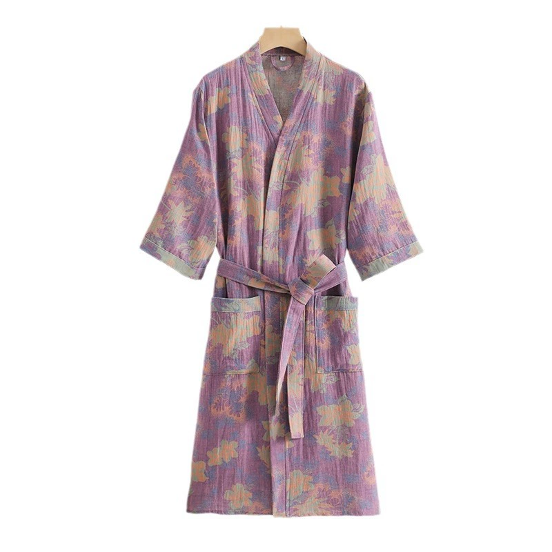 Cotton gauze summer bathrobe, thin pijama for beloved