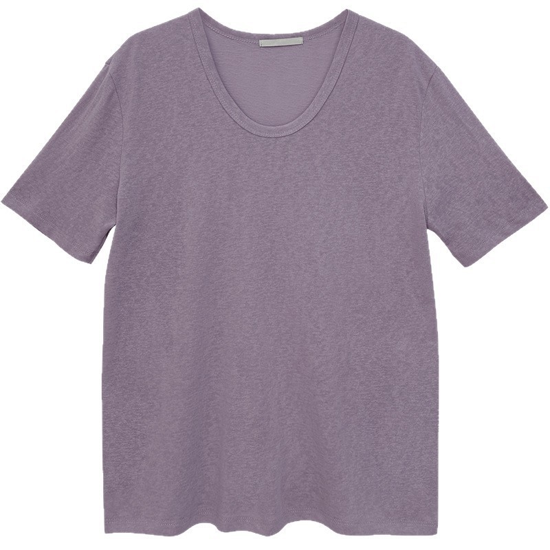 薄いスノーフレークコットン半袖TシャツレディースUネックルーズビッグバージョン無地多用途ボトムス2025夏服カバートップトレンディ|undefined