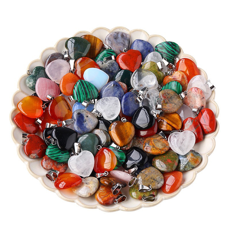 1 Piece Quantity natural stone Material 1 Piece 20*20mm Natural Stone Heart Shape DIY Jewelry Accessories Pendant