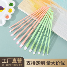 跨境尼龙画笔套装塑料杆油画笔水彩水粉刷儿童彩绘画画笔刷油画笔
