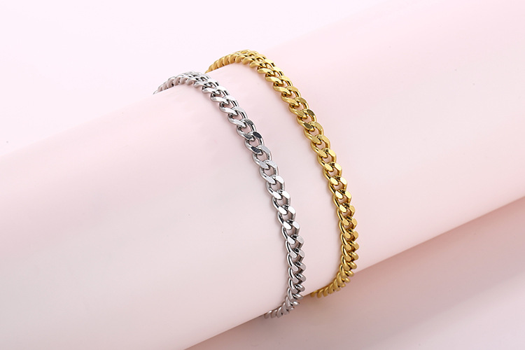 Fashion simple stainless steel Cuban chain anklet 18K gold female foot ornament wholesalepicture6