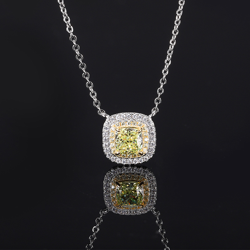 Otoño e invierno nuevo estilo Zhuangsheng conjunto de joyas con alto contenido de carbono diamante flor de hielo cobre cortado con incrustaciones de manzana conjunto verde piedra principal 6*6