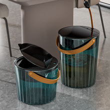 透明茶桶茶水桶排水桶弹盖茶渣桶家用小号废水桶茶具配件茶水分离
