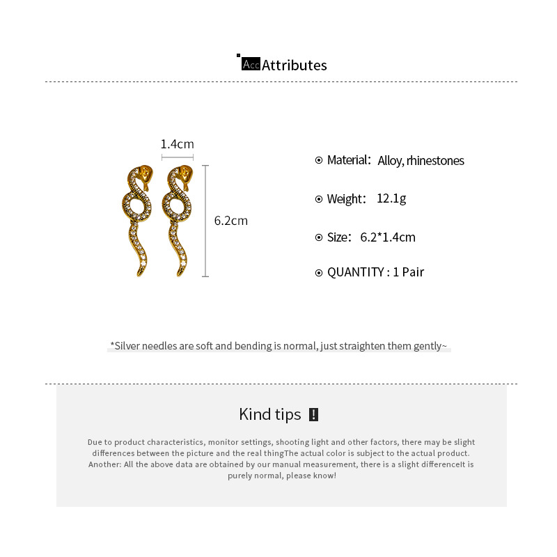 Boucles d'oreilles à tige en serpentine torsadée sertie de diamants pour la personnalité et le design des femmes_voghion.com