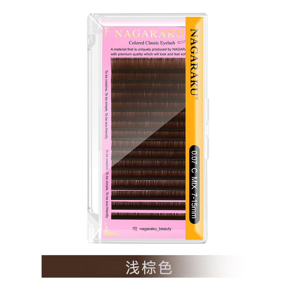 Pestañas injertadas NAGARAKU Marrón claro Marrón negro Marrón natural suave Pestañas postizas con girasol Manga