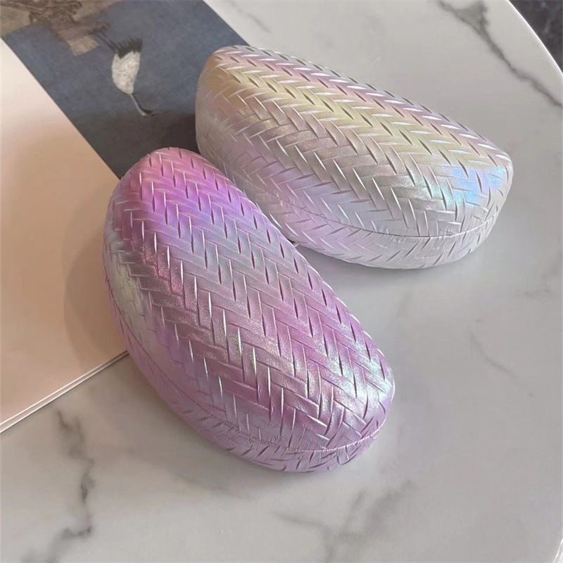 High-Looking Colorful Gradient Woven Glasses Case Metal Iron Box Durable Optical Leather Storage Mirror Case Fashionable and Portable High-Looking Colorful Gradient Woven Glasses Case Metal Iron Box Durable Optical Leather Storage Mirror Case Fashionable and Portable