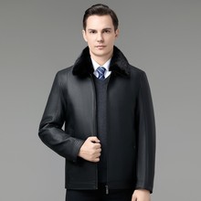 2025冬季新款皮衣男士可拆卸内胆羽绒服中年爸爸装皮夹克保暖外套