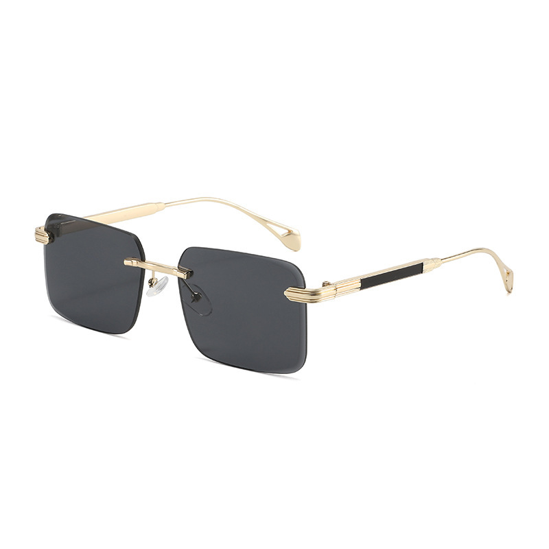 新款男士防晒眼镜金属太阳镜方形无框复古墨镜大牌平替sunglasses|undefined