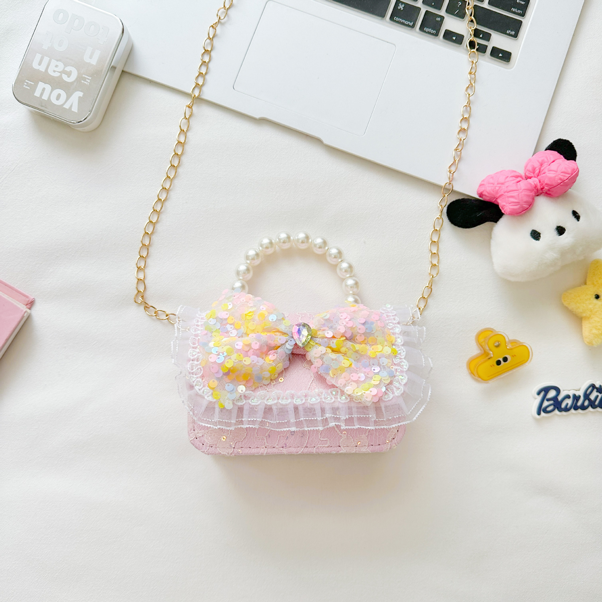 Nuevo bolso infantil de moda de otoño bolso de mochila para chicas bolso portátil de perlas princesa pequeña fragancia bolso de cambio al por mayor