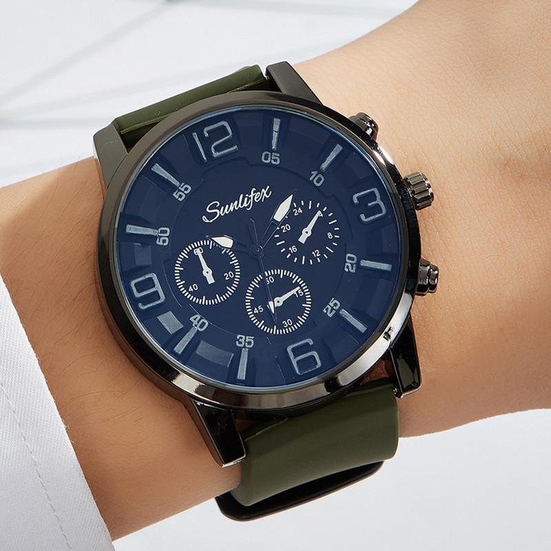 Tiktok popular moda de tres ojos reloj de hombre transfronterizo casual tridimensional digital de cuarzo reloj de silicona reloj de hombre