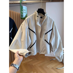 Korean High-End Design Niche Loose Contrasting Color Splicing Short Windbreaker Jacket Women's Spring & Fall Jacket