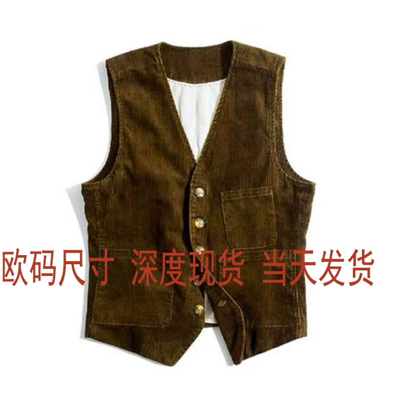 Трансграничные мужские весна и осень ретро вельветы жилет жилет карман сшитый сплошной однобортный английский пиджак