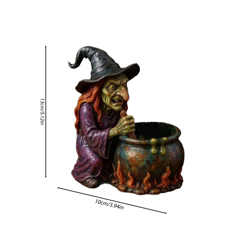 跨境万圣节哥特式Magic Witch Cauldron Pen Holder魔法女巫笔筒|undefined