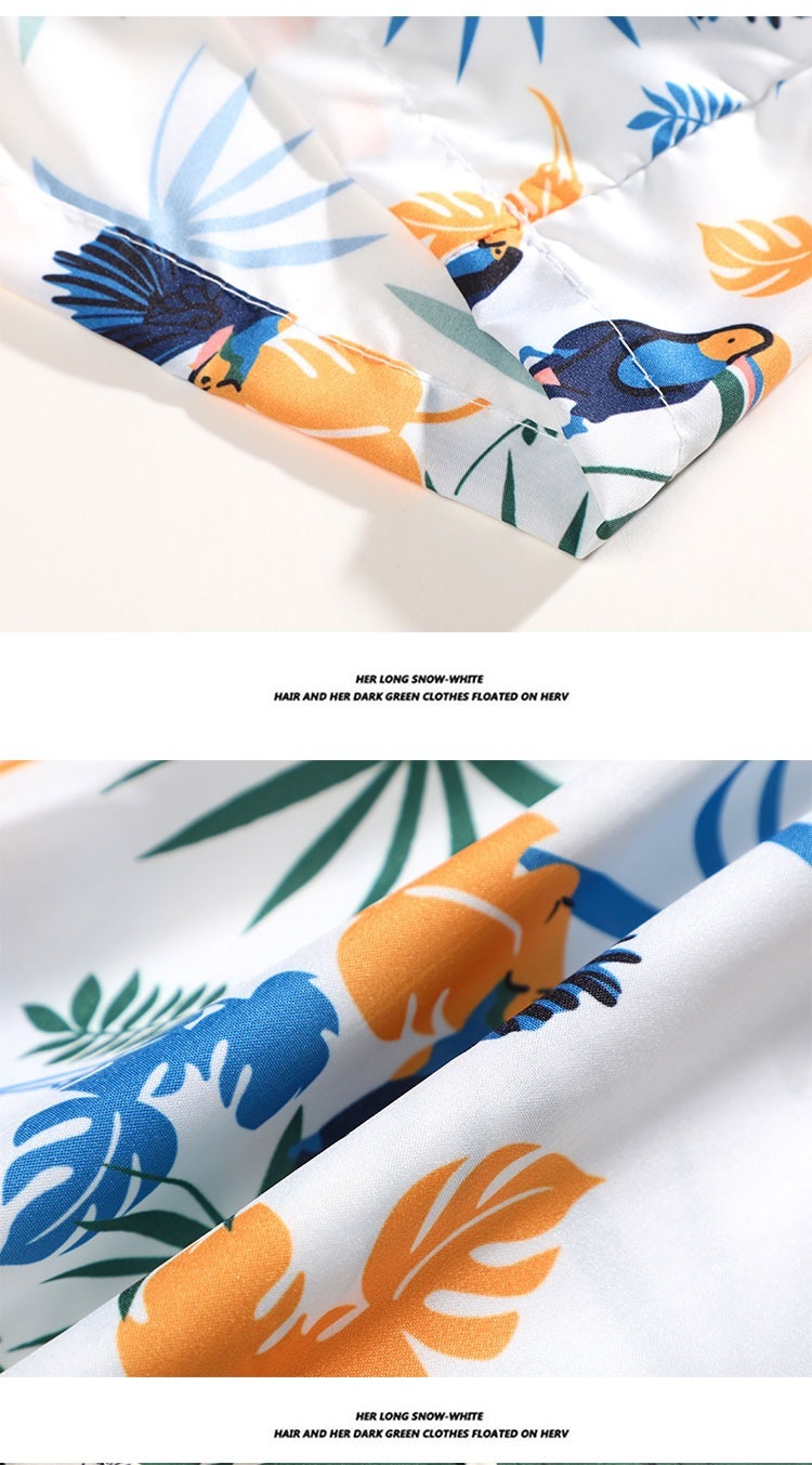 Herr skjortset hawaii blommig strandkläder lös retro stil_voghion.com