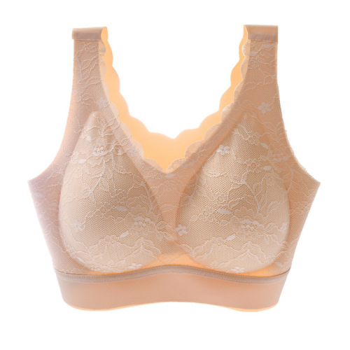 Seamless Thai latex 2.0 underwear for women without rims women's bra lace tube top small chest push-up bra vest