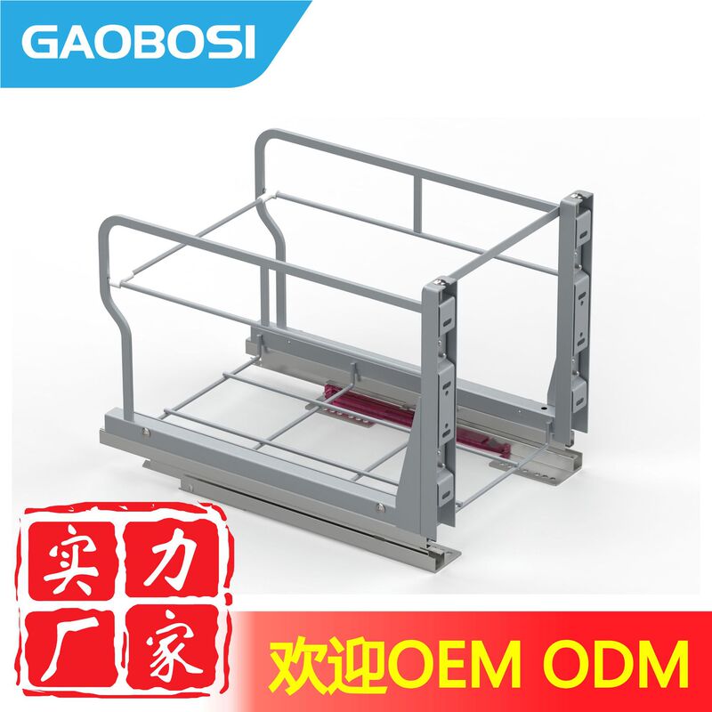 Ready-to-ship sliding rail cabinet pull-down trash can rack, adjustable pull-out trash can rack for under the sink Ready-to-ship sliding rail cabinet pull-down trash can rack, adjustable pull-out trash can rack for under the sink