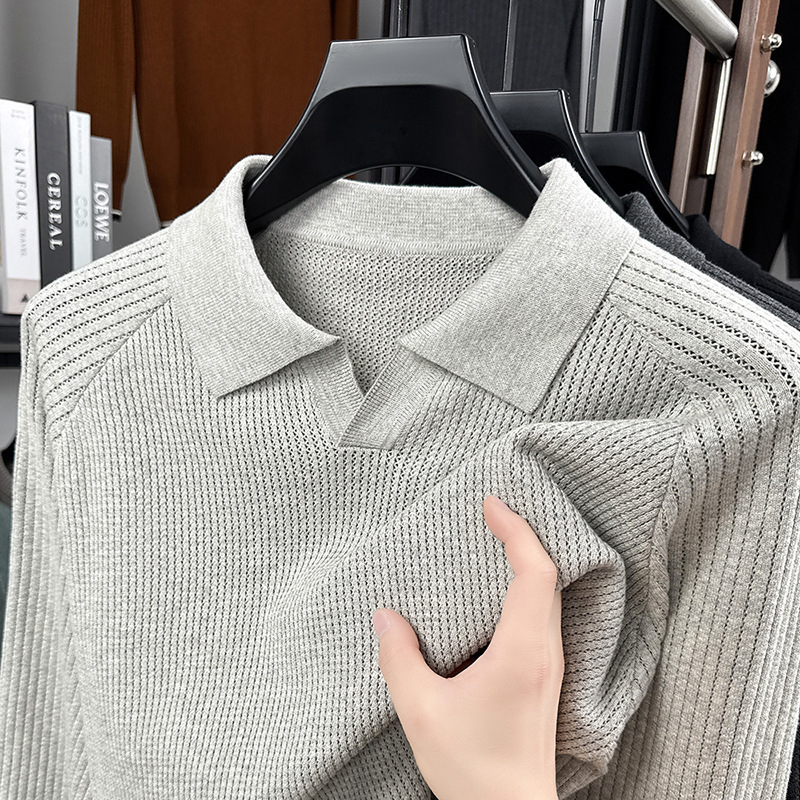 Cross-Border Foreign Trade Old Money Style Pure Cotton Seagull Collar Men's Sweater High-End Knitted Sweater Spring and Autumn Clothes Men's Wholesale Cross-Border Foreign Trade Old Money Style Pure Cotton Seagull Collar Men's Sweater High-End Knitted Sweater Spring and Autumn Clothes Men's Wholesale