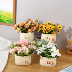 シンプルなプラスチック製植木鉢、空鉢、模擬植木鉢、リビングルーム家具装飾、バルコニー用バイオニックグリーン植物卸売