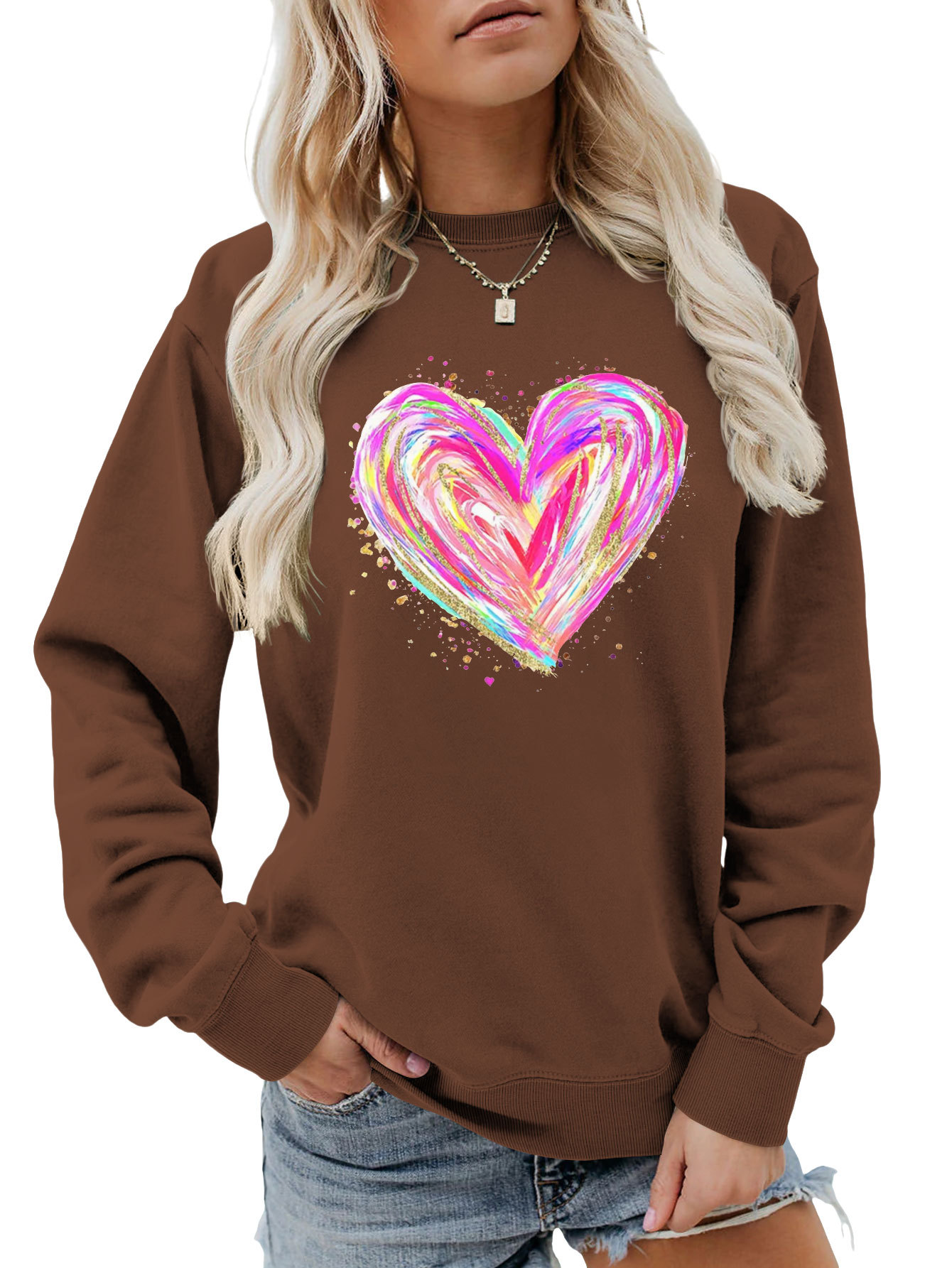 Independent Site New Stylish, Comfortable, Versatile Women's Colorful Sequin Heart Autumn And Winter_ecoleips.com