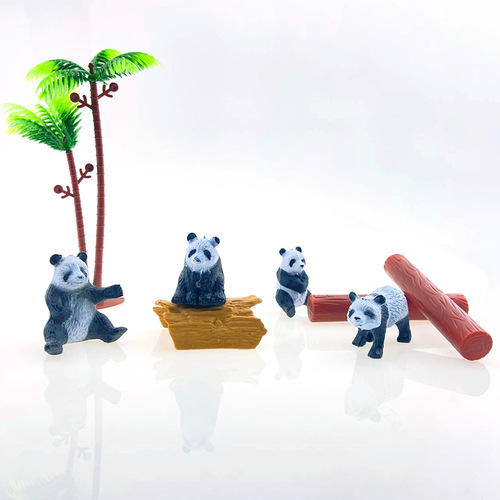 Simulated wild animal model solid giant panda set ornaments doll science education cognitive baby children's toys
