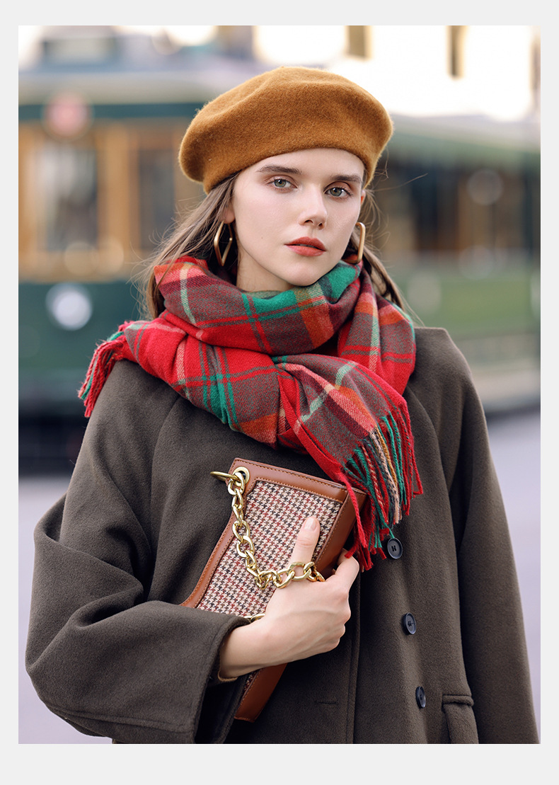 Sciarpa a quadri da donna sciarpa invernale calda ed elegante_voghion.com
