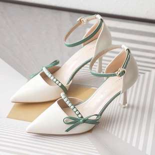 Dopamine Versatile Pure Desire High Heels for Women 2025 Summer Small Fragrance Style with Skirt Single Strap Fashion Shoes for Women