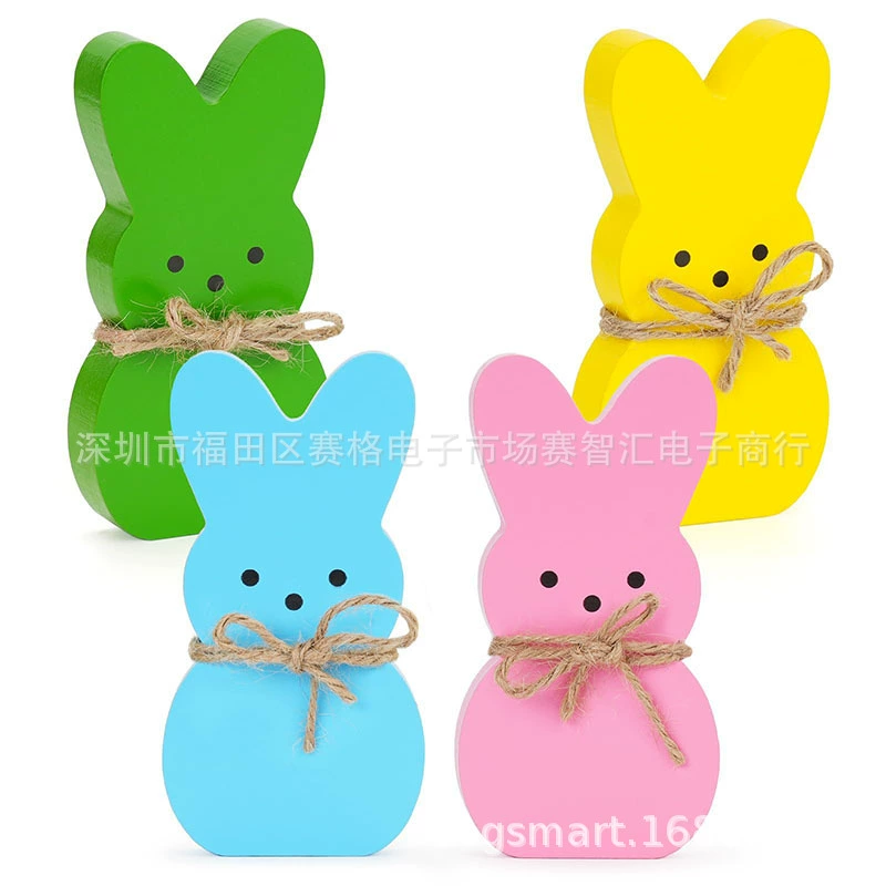 Кросс-бордер Easter украшения цветной заяц деревянная светящаяся вывеска LED вывеска для темы вечеринки на столе/на стене