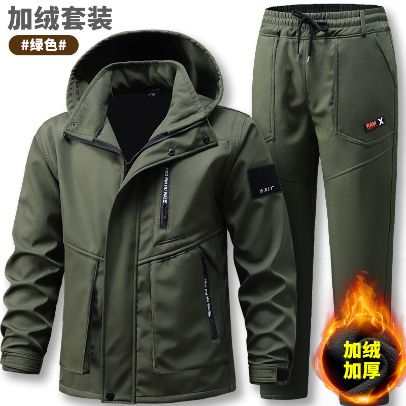 秋冬加绒三合一冲锋衣套装男户外运动战术加绒加厚防风骑行外套|undefined