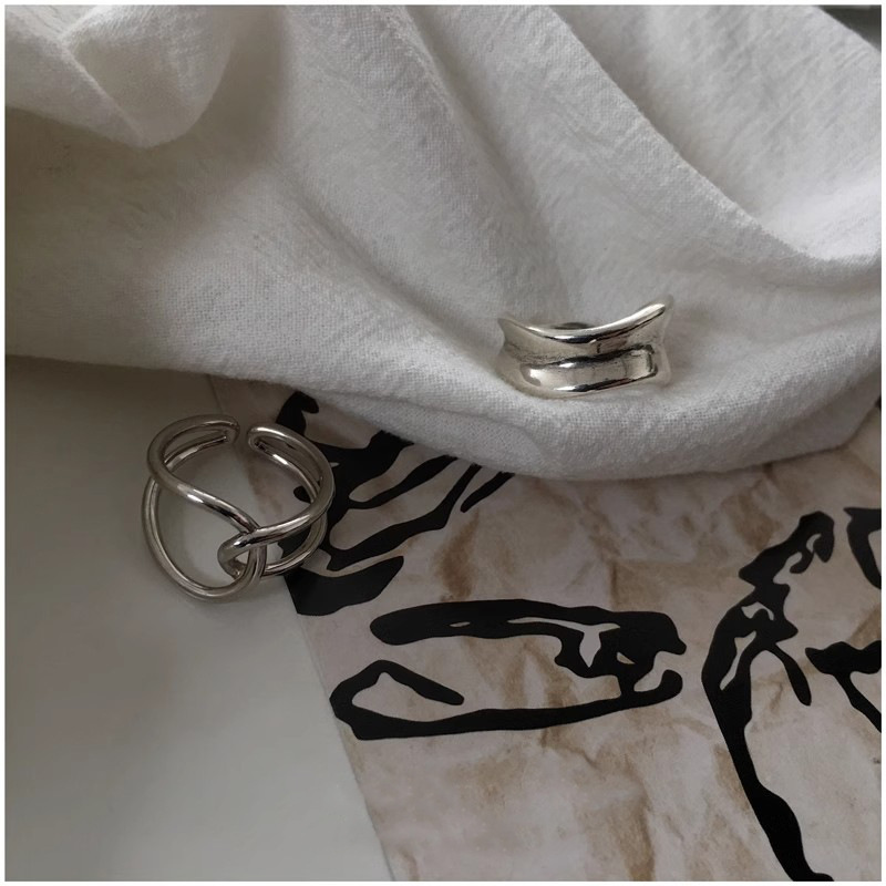 Wide Irregular Plain Band Cross Geometric Curves, Index Finger With Niche Open Design, Personalized Ring Wholesale_voghion.com